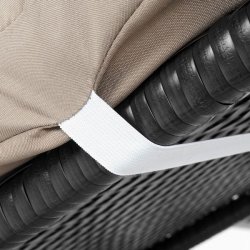 Polyrattan liggestol - sort polyrattan solseng med 10 cm creme hynde - Premium