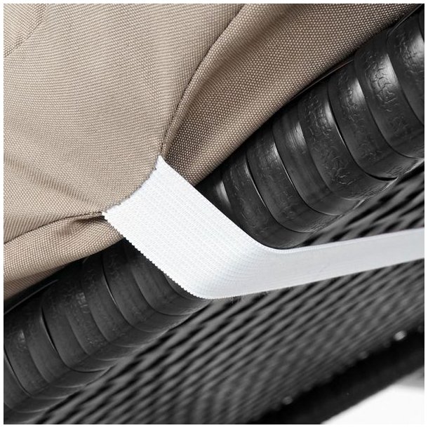 Polyrattan liggestol - sort polyrattan solseng med 10 cm creme hynde - Premium