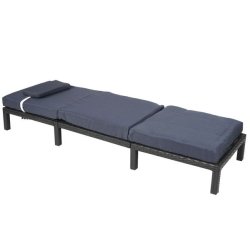 Polyrattan liggestol - sort polyrattan solseng med 10 cm gr hynde - Premium