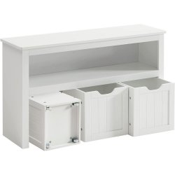 Lille kommode med hylder og kasse til opbevaring - hvid 102x30x60