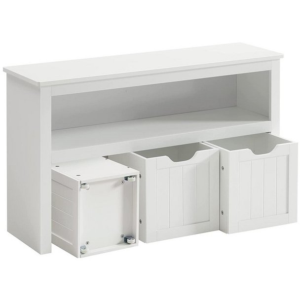 Lille kommode med hylder og kasse til opbevaring - hvid 102x30x60