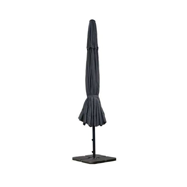 Markedsparasol 5 m - antracit parasol 500 cm med krank, fod og fliser
