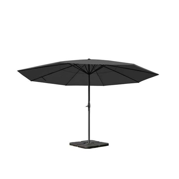 Markedsparasol 5 m - antracit parasol 500 cm med krank, fod og fliser