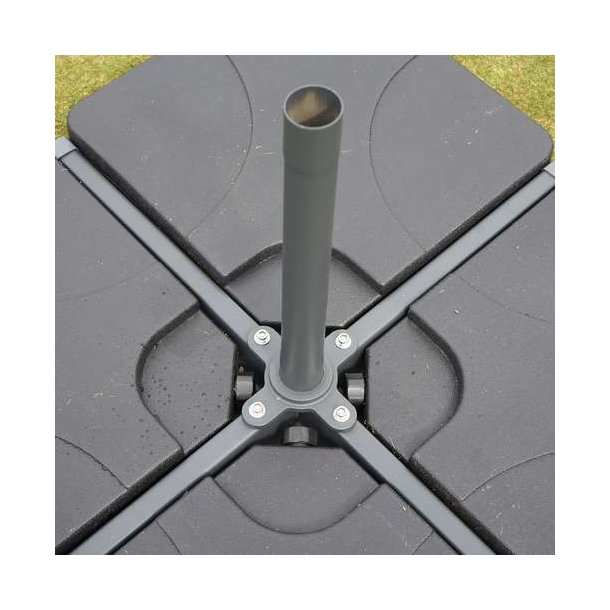 Markedsparasol 5 m - antracit parasol 500 cm med krank, fod og fliser