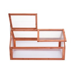 Minidrivhus til bed - v�ksthus i brunt tr� og polycarbonat - 108x57x54 cm