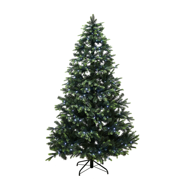 Juletr� p� 180 x 122 cm - kunstigt PE/PVC med farvet/hvidt LED