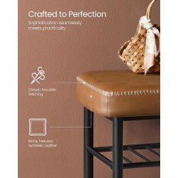 Opbevaringsbnk - siddebnk med skohylder - brun 30 x 80 x 50