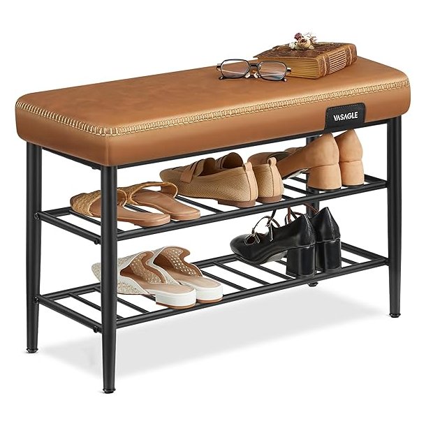 Opbevaringsbnk - siddebnk med skohylder - brun 30 x 80 x 50