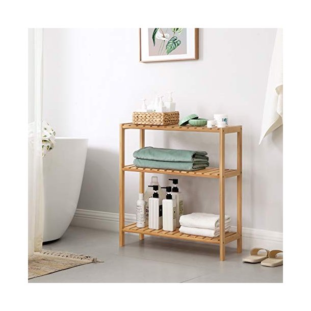 Bambus reol med 3 hylder - badevrelsesreol - 60 x 26 x 66