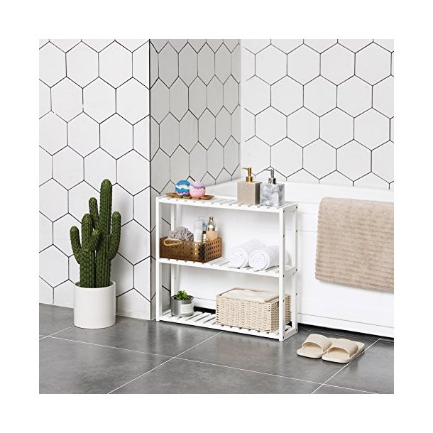 Bambus reol med 3 hylder - vghngt badevrelsesreol - 60x15x54