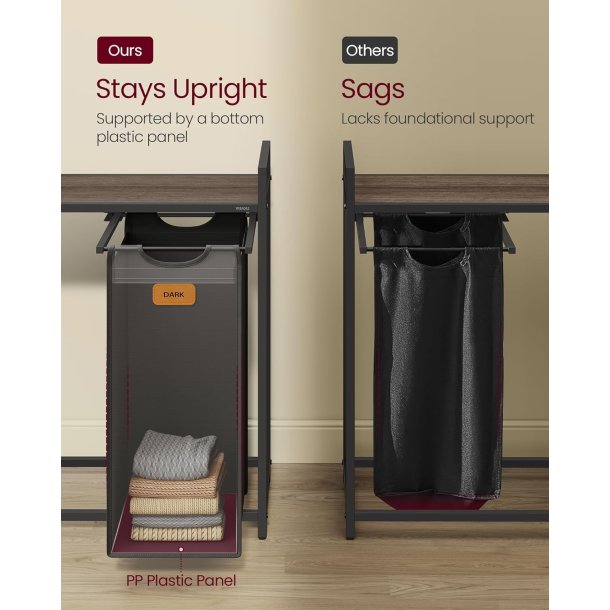 Vasket�jskurve p� stativ med hjul og 4 rum - kastanjebrun hylde