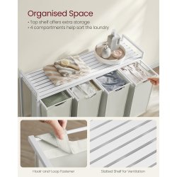 Vasket�jskurve med 4 rum - 4 vasket�jsposer - hvid