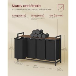 Vasket�jskurve med 4 rum - 4 vasket�jsposer - rustik brun