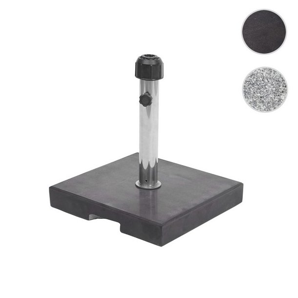 Parasolfod i granit - firkantet sort granitfod til parasol 24 kg