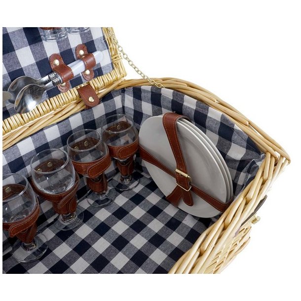 Picnickurv til 6 personer - picnicst med picnictppe og kletaske