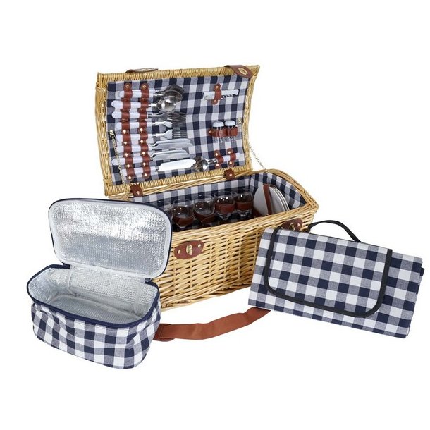 Picnickurv til 6 personer - picnicst med picnictppe og kletaske