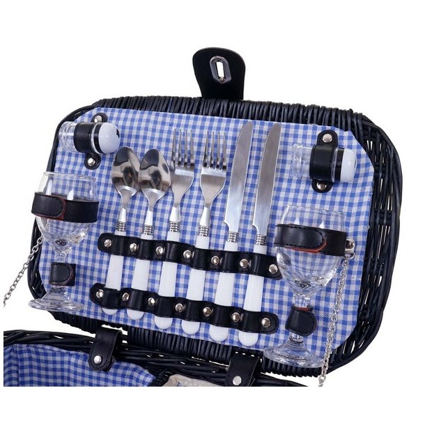 Picnickurv til 2 personer - picnicst i flet med termo kleskab