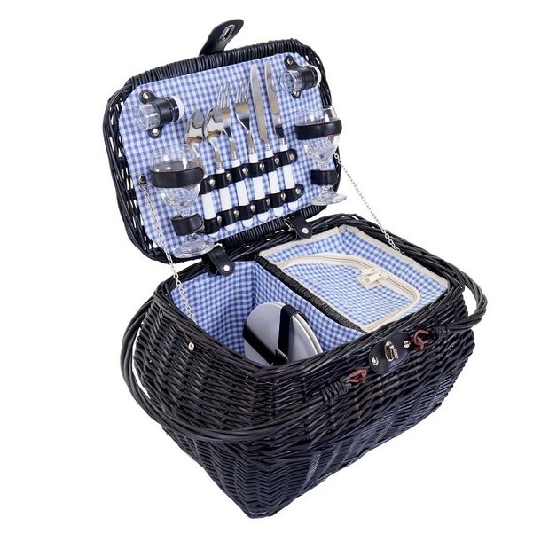 Picnickurv til 2 personer - picnicst i flet med termo kleskab