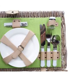 Picnickurv til 4 personer - gr/grnt picnicst med picnictppe