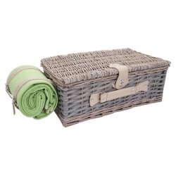 Picnickurv til 4 personer - gr/grnt picnicst med picnictppe