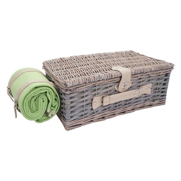 Picnickurv til 4 personer - gr/grnt picnicst med picnictppe