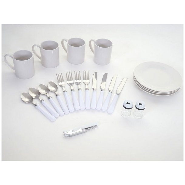 Picnickurv til 4 personer - gr/grnt picnicst med picnictppe