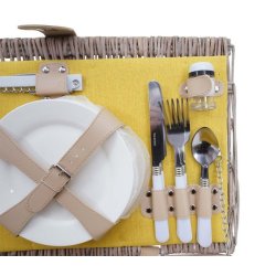 Picnickurv til 4 personer - gr/gult picnicst med picnictppe