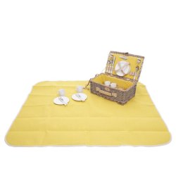 Picnickurv til 4 personer - gr/gult picnicst med picnictppe