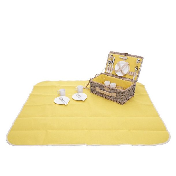 Picnickurv til 4 personer - gr/gult picnicst med picnictppe