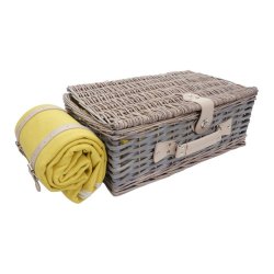 Picnickurv til 4 personer - gr/gult picnicst med picnictppe