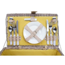 Picnickurv til 4 personer - gr/gult picnicst med picnictppe