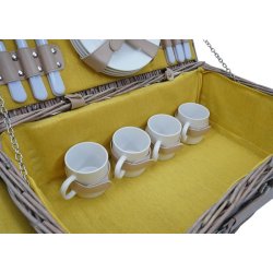 Picnickurv til 4 personer - gr/gult picnicst med picnictppe