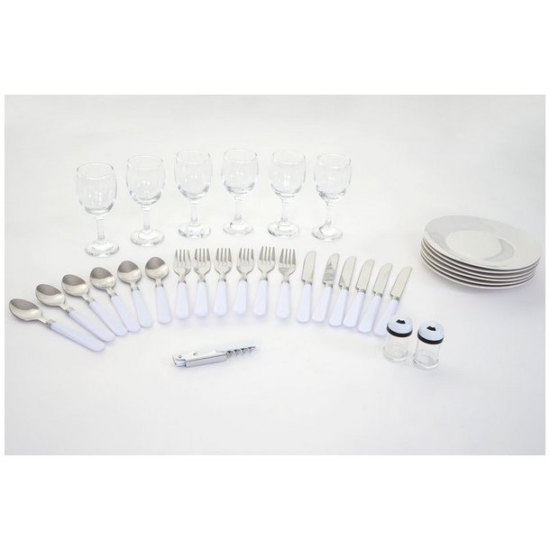 Picnickurv til 6 personer - picnicst med picnictppe og kletaske