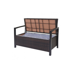 Haveb�nk og hyndeboks - brun polyrattan med gr�n hynde