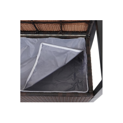 Haveb�nk og hyndeboks - brun polyrattan med gr�n hynde