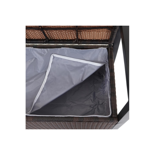 Haveb�nk og hyndeboks - brun polyrattan med gr�n hynde