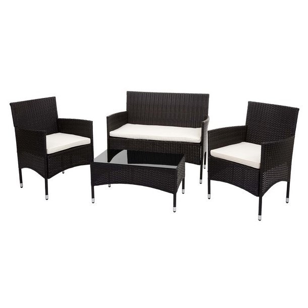 Polyrattan havem�bels�t - brunt polyrattan lounge havem�bler - brun 2-1-1