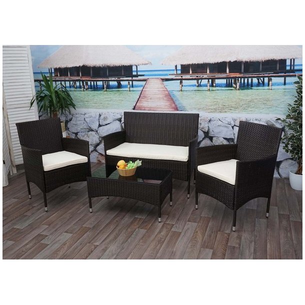 Polyrattan havem�bels�t - brunt polyrattan lounge havem�bler - brun 2-1-1