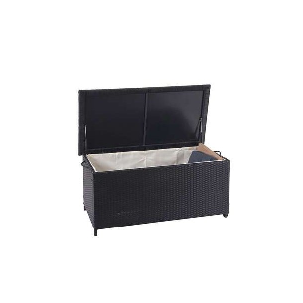 Polyrattan hyndeboks - sort hyndeboks p 170 liter - 51x100x50 Premium model