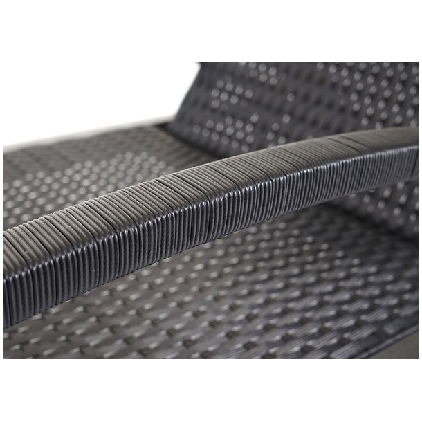 Polyrattan solvogn og solseng - 2 stk sort liggestol og havebord