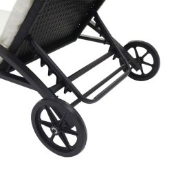 Polyrattan solvogn og solseng - 2 stk sort liggestol og havebord