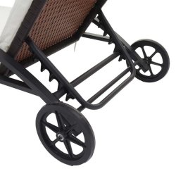 Polyrattan solvogn og solseng - 2 stk brun liggestol og havebord