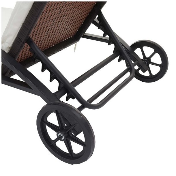 Polyrattan solvogn og solseng - 2 stk brun liggestol og havebord