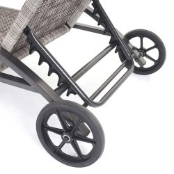 Polyrattan solvogn og solseng - 2 stk gr liggestol og havebord