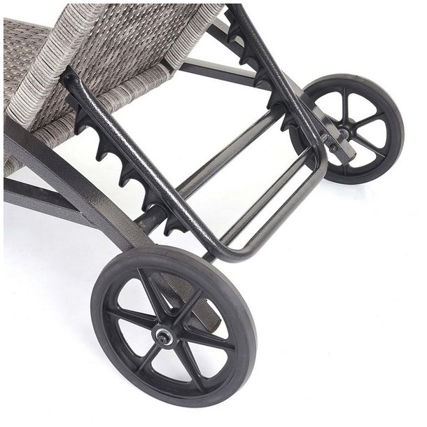 Polyrattan solvogn og solseng - 2 stk gr liggestol og havebord