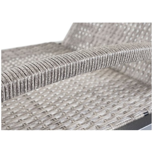 Polyrattan solvogn og solseng - 2 stk gr liggestol og havebord