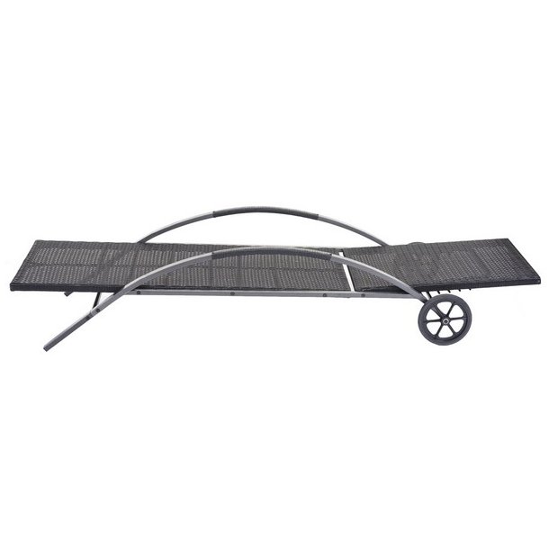 Polyrattan solvogn og solseng - 2 stk sort liggestol og havebord