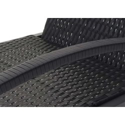 Polyrattan solvogn og solseng - 2 stk sort liggestol og havebord