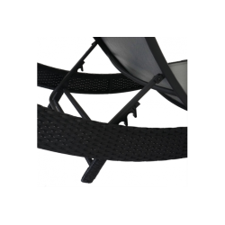 Polyrattan solseng - sort polyrattan liggestol med grt stof