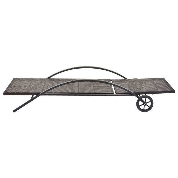 Polyrattan solvogn og solseng - 2 stk brun liggestol og havebord